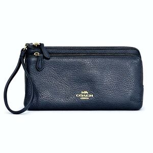 COACH Double Zip Wallet in Midnight Navy (Style C5610)